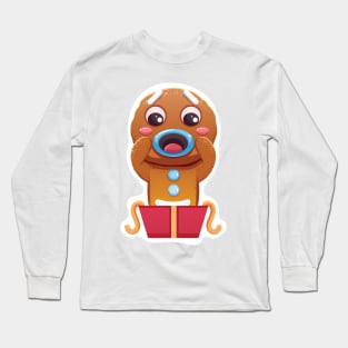 Christmas Sticker, Ginger Man Sticker Long Sleeve T-Shirt